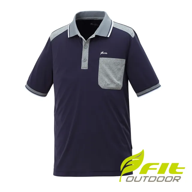【Fit 維特】男-吸排短袖POLO衫-深藍 JS1106-58(透氣合身/POLO衫/短袖上衣/運動休閒/半開襟)