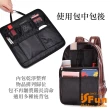 【iSFun】後背包專用＊加大多層內襯收納包中包/方型黑