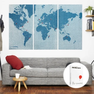 【palomar】環遊世界發燒組(拼世界地圖 XL版 藍色+圖針 30針裝)