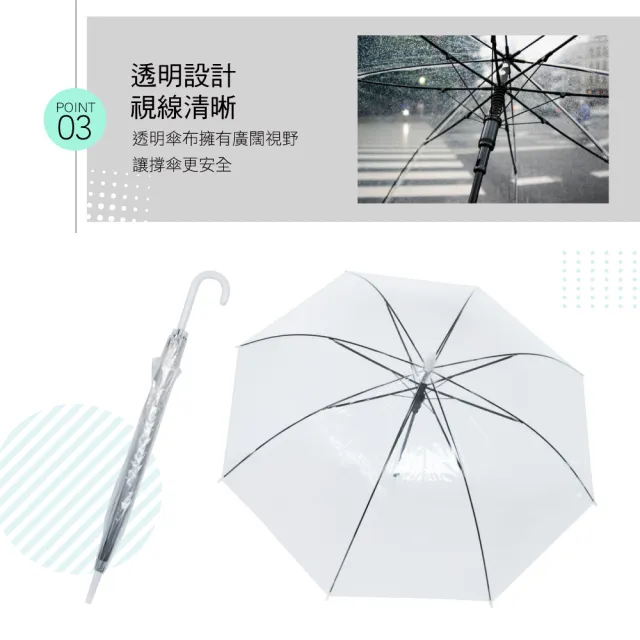 【KINYO】21吋透明環保自動傘(KU-8015)