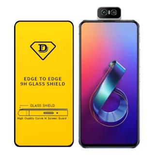 【YANG YI 揚邑】ASUS ZenFone 6 ZS630KL 全膠滿版二次強化9H鋼化玻璃膜防爆保護貼(黑)