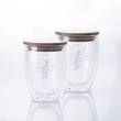 【CookPower 鍋寶】雙層耐熱玻璃咖啡杯雙杯組350ml(附贈竹製杯蓋)