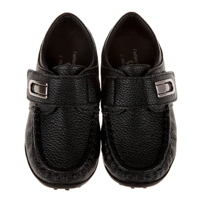 【布布童鞋】荔枝皮紋豆豆底黑色小紳士兒童皮鞋(Q9X975D)
