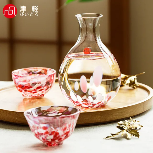 【ADERIA】日本進口津輕系列手作櫻吹雪酒器(1壺2杯組)