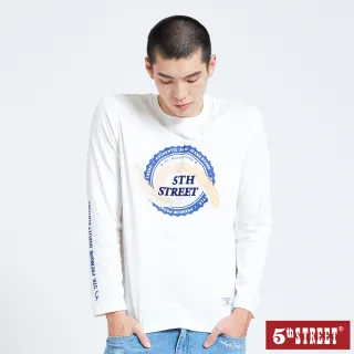 【5th STREET】男經典潮流長袖T恤-白色