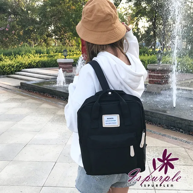 【iSPurple】雙11 清新撞色＊韓風學院中性電腦後背包/黑