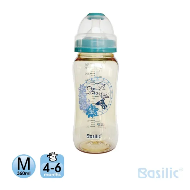 【Basilic 貝喜力克】防脹氣PPSU寬口大奶瓶360ml(M)