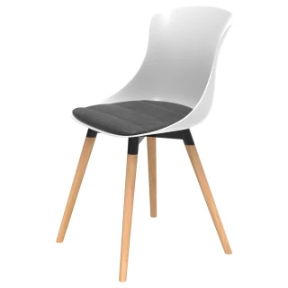 【特力屋】組合  萊特塑鋼椅 櫸木腳架40mm/白椅背/灰座墊