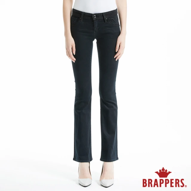【BRAPPERS】女款 新美腳Royal系列-中低腰彈性鑲鑽小靴型褲(深藍)
