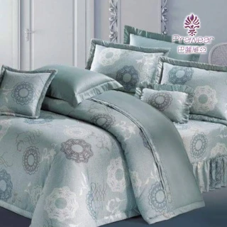 【Prawear 巴麗維亞】精梳棉圖騰六件式兩用被床罩組綠茵美景(加大)