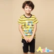 【Azio Kids 美國派】男童  短褲 側大口袋貼布標純色休閒短褲(藍)