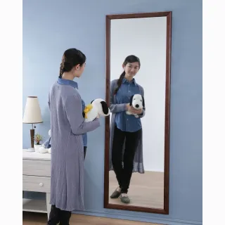 【鏡王之王】180公分加大型實木壁鏡 掛鏡 全身鏡 穿衣鏡(KC563-胡桃木色)