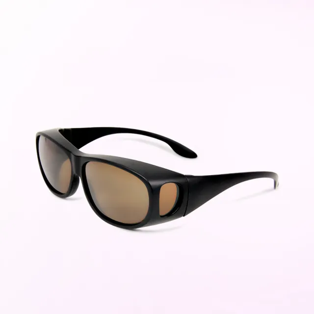 【ALEGANT】質感霧黑全罩式偏光墨鏡/外掛式UV400太陽眼鏡(偏光外掛式/包覆式/全罩式墨鏡/車用太陽眼鏡)