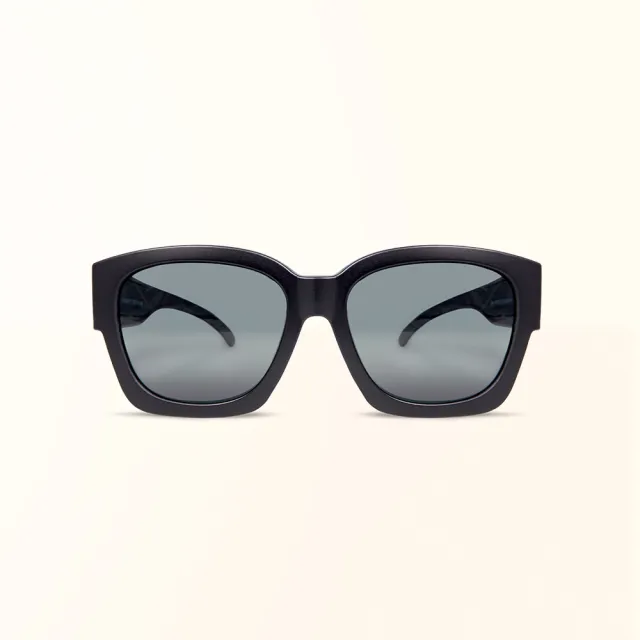 【ALEGANT】經典純黑色方框全罩偏光墨鏡/外掛式UV400太陽眼鏡(外掛式/包覆式/寶麗來墨鏡/車用太陽眼鏡)
