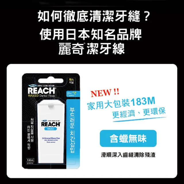 【麗奇】REACH潔牙線含蠟無味家庭號(183M)