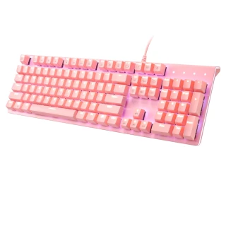 【i-Rocks】K75M 淡雅粉色系 透白背光 機械式鍵盤-紅軸
