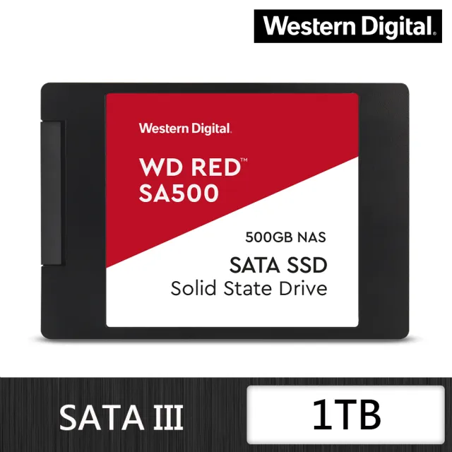 【WD 威騰】紅標 SA500_1TB SATA NAS固態硬碟(讀：560M/寫：530M)