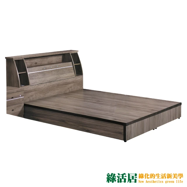 【綠活居】普可  時尚5尺雙人床台組合(床頭箱＋六分木床底)
