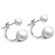 【Jpqueen】微風吹拂純白珍珠兩穿式耳環(銀色3尺寸可選)