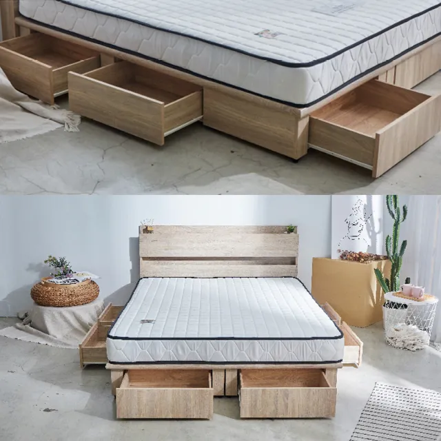 【藤原傢俬】第二代新6抽屜床架床底雙人加大6尺木芯板(不含床墊/床頭)
