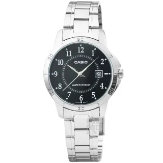 【CASIO 卡西歐】卡西歐簡約石英鋼帶女錶-黑(LTP-V004D-1B)