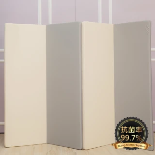 【Mang Mang 小鹿蔓蔓】兒童抗菌4cm摺疊地墊/爬行地墊/遊戲地墊/兒童地墊(四折200L-鋼琴灰)