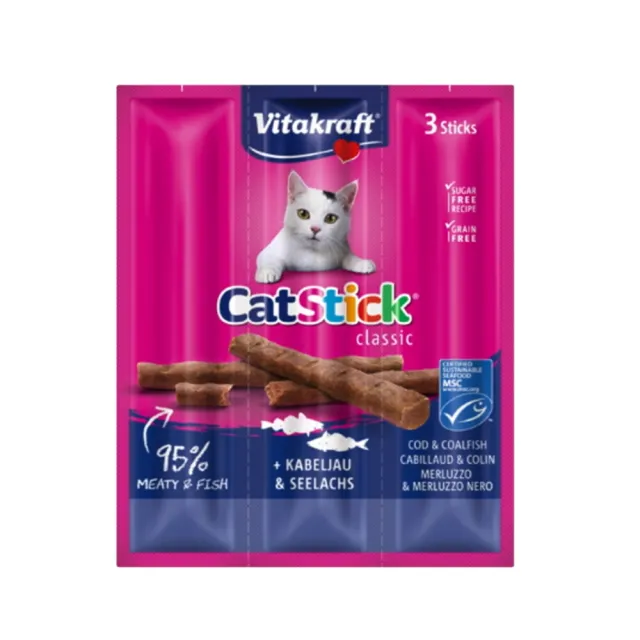 【德國Vitakraft】CatStick 貓快餐 18g*20入組(貓肉條/貓零食)