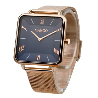 【MANGO】時尚方型超薄腕錶-MA6750L-55R(寶藍/32mm)