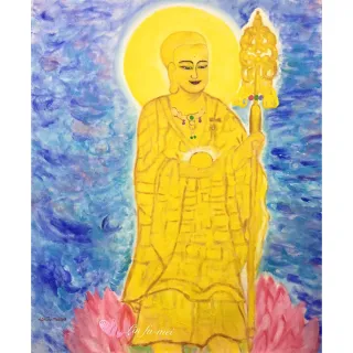 【豐財藝術】Namo Jizo Bodhisattva地藏王菩薩能量真跡油畫(佛像油畫藝術收藏首選)