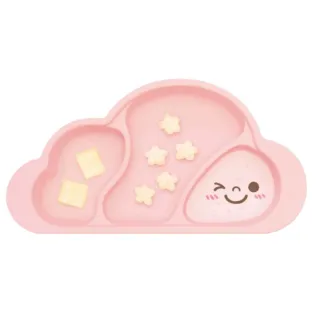 【韓國 MOTHERS CORN】雲朵分隔矽膠餐盤 櫻花粉(夢幻矽膠餐盤)
