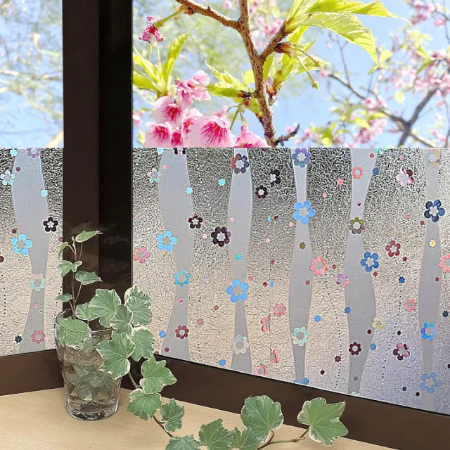 【meiwa】日本製造抗UV可變色節能靜電窗貼(亮彩花瓣- 92x1500公分)