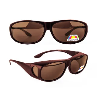 【MEGASOL】UV400護目鏡偏光外掛式側開窗防飛沫護目太陽眼鏡(3009-沙茶)