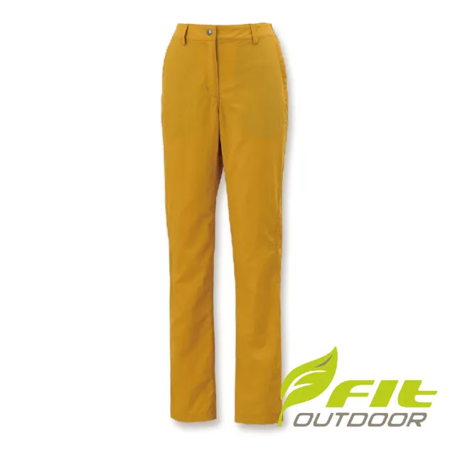 【Fit 維特】女-吸排剪接防曬長褲-薑黃 IS2803-37(長褲／防曬／剪接設計／休閒褲／褲子)