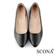 【SCONA 蘇格南】真皮 通勤舒適尖頭低跟鞋(黑色 31043-1)