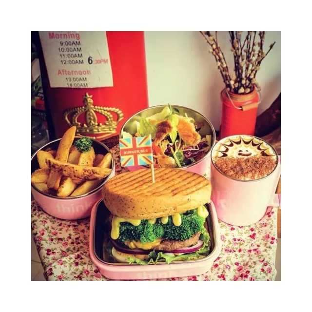 【thinkbaby】雙層隔熱304不鏽鋼兒童環保餐具組(粉色)