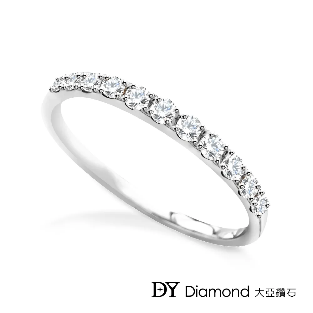 【DY Diamond 大亞鑽石】18K白金 0.14克拉 D/VS1 經典鑽石線戒