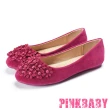 【PINKBABY】可愛圓頭甜美小花造型舒適平底豆豆鞋(玫紅)