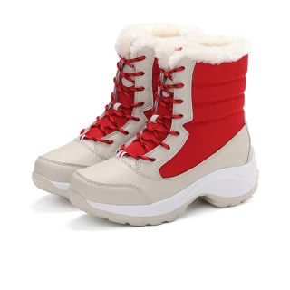 【MINE】保暖防滑防潑水登山雪靴(紅)