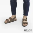 【MISWEAR】男-涼鞋-Genuins 純素皮革繫踝雙扣男士涼鞋-棕