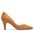 【MISWEAR】女-跟鞋-ELODIE 麂皮鉚釘尖頭高跟鞋-橘黃
