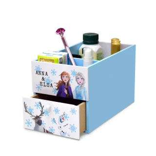 【迪士尼Disney】冰雪奇緣 艾莎&安娜 單抽屜筆筒 前後分隔盒 桌上收納(正版授權台灣製)