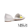 【MISS 21】前衛時髦幻彩膠片異材質尖頭低跟鞋(白)