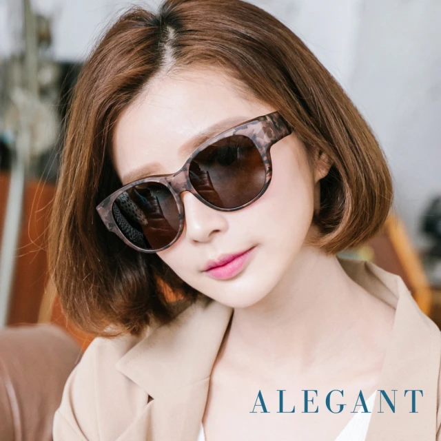 ALEGANT 經典亞麻棕色豹紋圓框全罩式偏光墨鏡/外掛式UV400太陽眼鏡(外掛式/包覆式/寶麗來墨鏡/車用眼鏡)