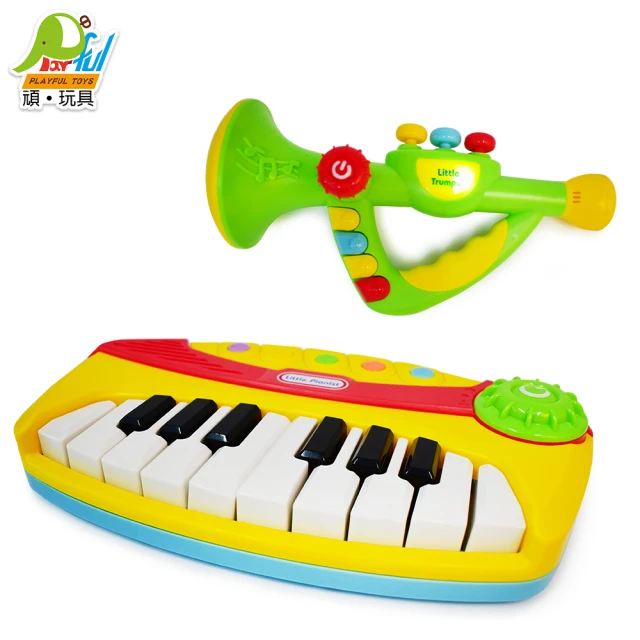 【Playful Toys 頑玩具】電子琴+電子喇叭組合(嬰兒玩具 音樂玩具 感官玩具)
