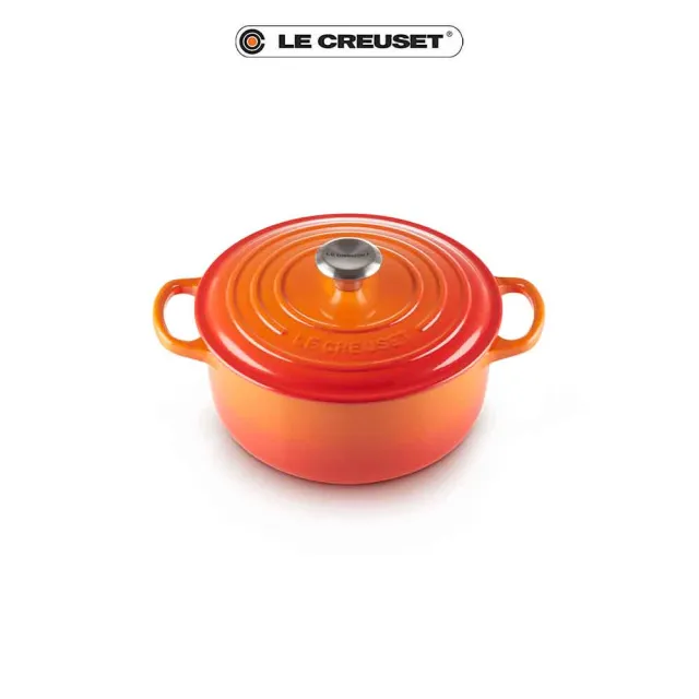 Le Creuset】典藏琺瑯鑄鐵鍋圓鍋20cm(火焰橘-鋼頭) - momo購物網- 好評