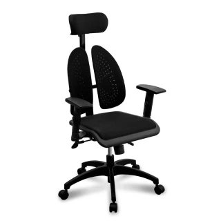 【Birdie】德國專利雙背護脊機能電腦椅/辦公椅/主管椅/電競椅(129型黑色網布款)