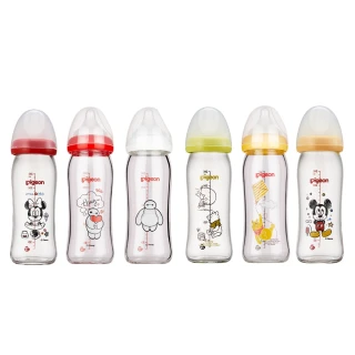 【Pigeon 貝親】寬口母乳實感玻璃奶瓶240ml/經典迪士尼(6款)