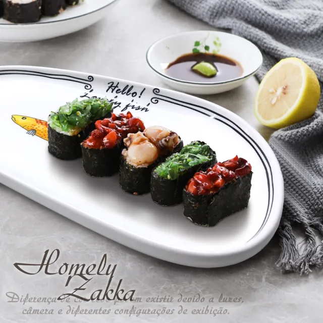 【Homely Zakka】創意Lovely fish系列陶瓷餐具_9.75吋短盤25.8cm(飯碗 湯碗 餐具 餐碗 盤子 器皿)