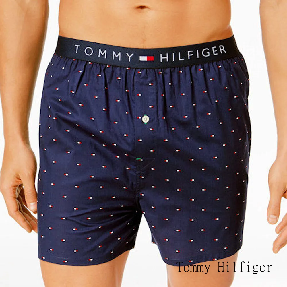 【Tommy Hilfiger】男時尚舒適深藍色標誌鈕扣平口內著-網(預購)