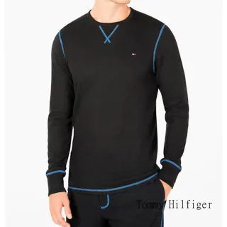 【Tommy Hilfiger】男時尚針織保暖黑色圓領長袖內衣-網(預購)